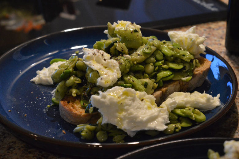 Fresh peas and broad beans on toast heaven on a plate