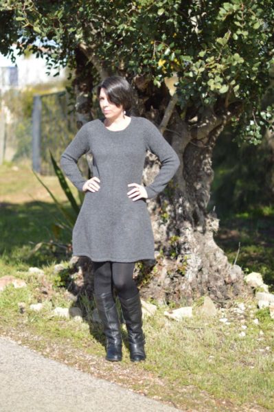 grey woolly A-line dress