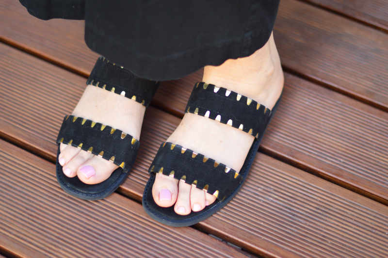 Black & gold sandals