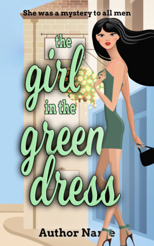 The Girl in the Green Dress premade book cover
